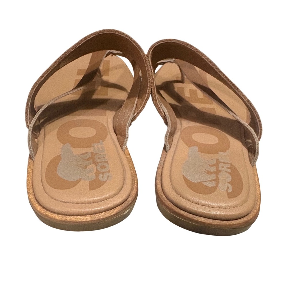 Sorel Ella II Sandal Womens 7.5 Velvet Tan Leather Suede Thong Slide LL6037-242 - Picture 2 of 5